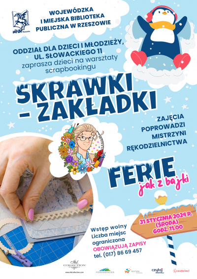 Grafika promująca spotkanie dla dzieci I Skrawki-zakładki
